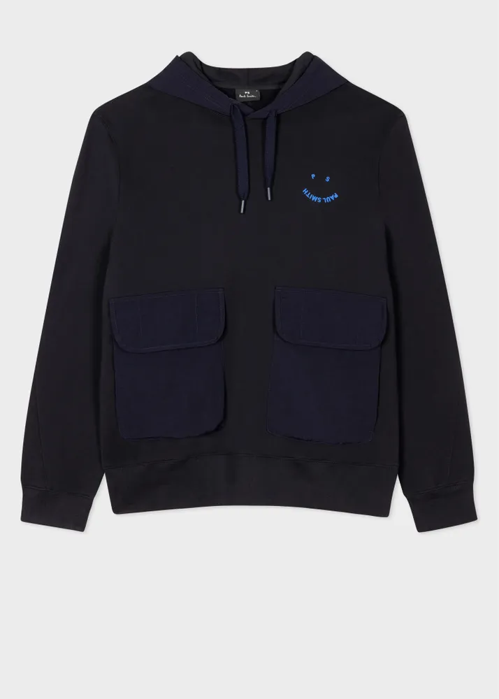 PS Paul Smith Navy PS Happy Contrast Nylon Hoodie King s Cross