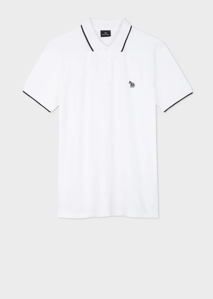 PS Paul Smith Slim Fit Zebra Logo Polo Shirt With Navy Tipping