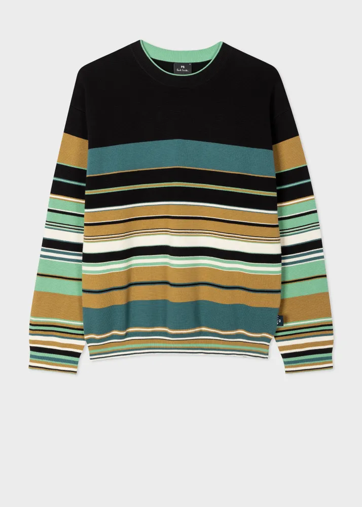 Mens yellow and cheap black striped sweater