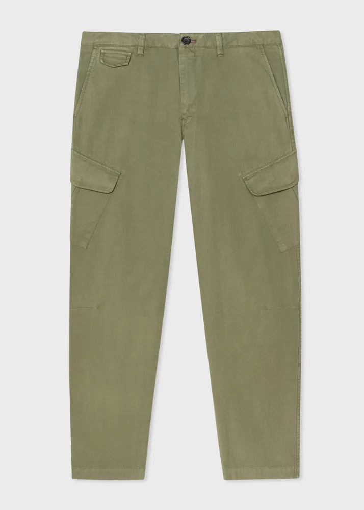 PS Paul Smith Green Stretch Cotton Twill Cargo Trousers King s Cross