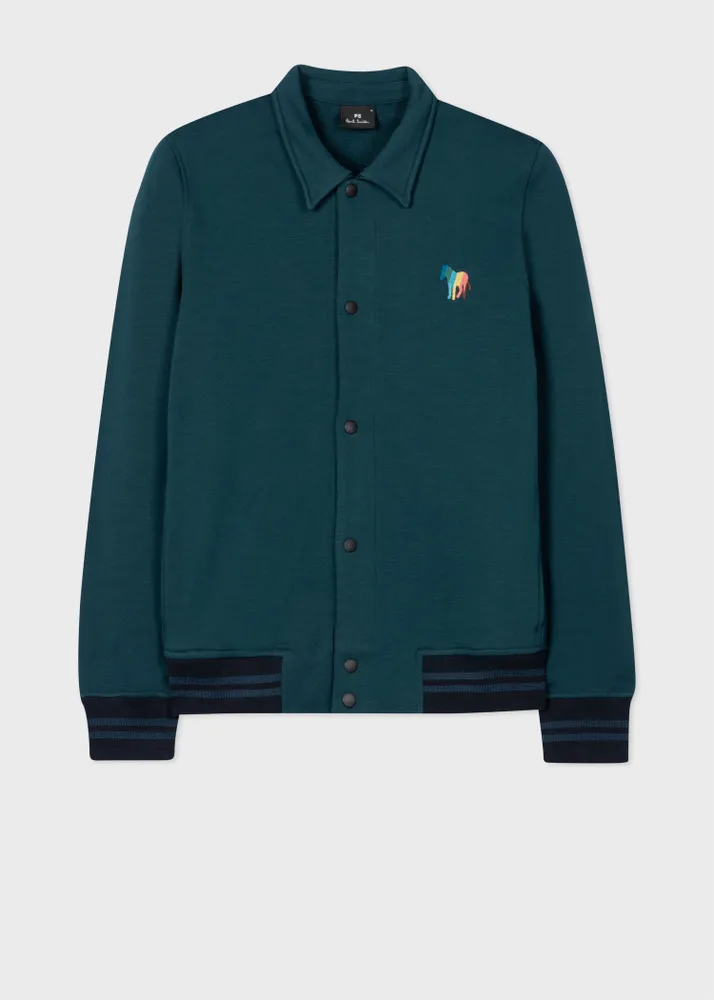 PS Paul Smith Navy Cotton Broad Stripe Zebra Varsity Jacket