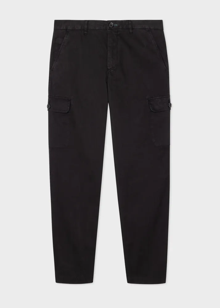 Black cotton cargo trousers top