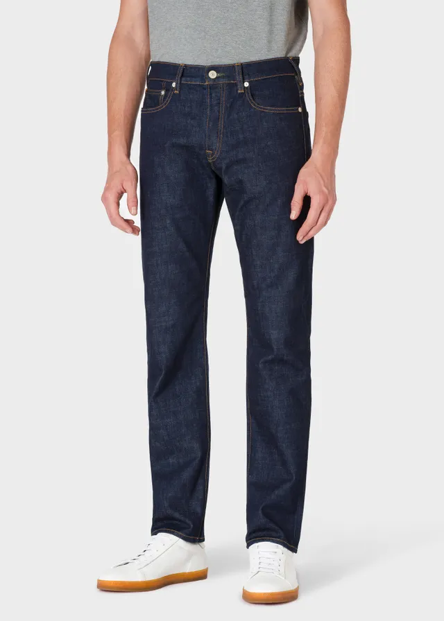 PS Paul Smith Tapered Fit Crosshatch Stretch Blue Rinse Jeans