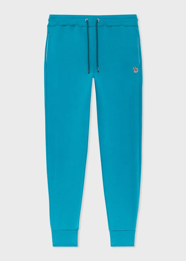 PS Paul Smith Slim Fit Teal Organic Cotton Zebra Logo Sweatpants