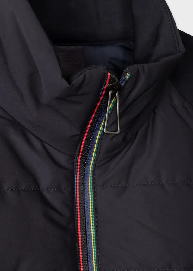 Paul Smith Black Mixed Media Jacket With Sports Stripe Trim