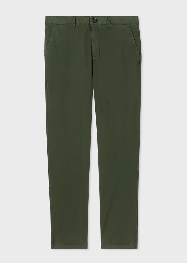 PS Paul Smith Tapered Fit Dark Green Organic Cotton Stretch Chinos