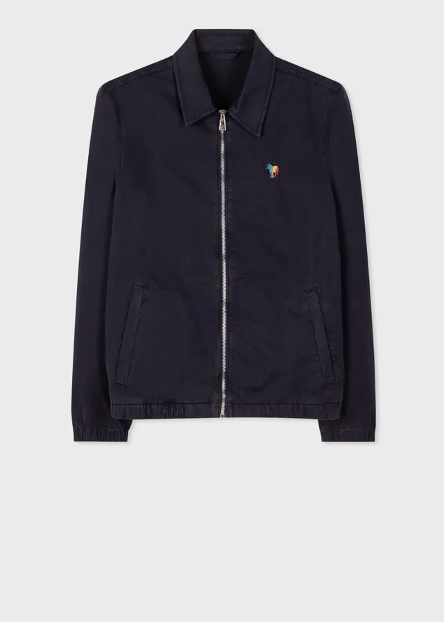 PS Paul Smith Navy Cotton Broad Stripe Zebra Varsity Jacket