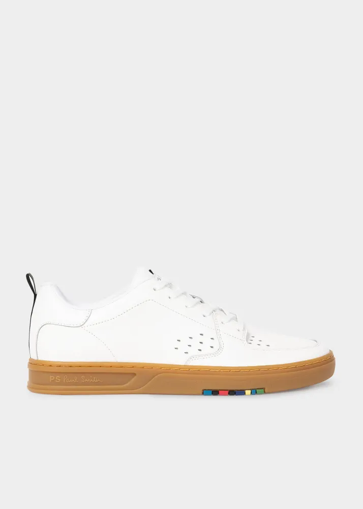 PS Paul Smith White Leather Cosmo Trainers With Gum Sole