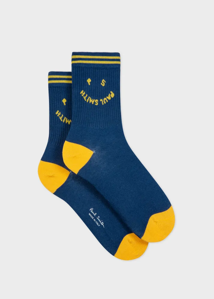 Blue happy shop socks