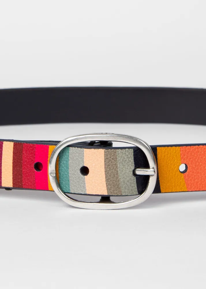 Paul Smith Women s Swirl Print Black Leather Reversible Belt