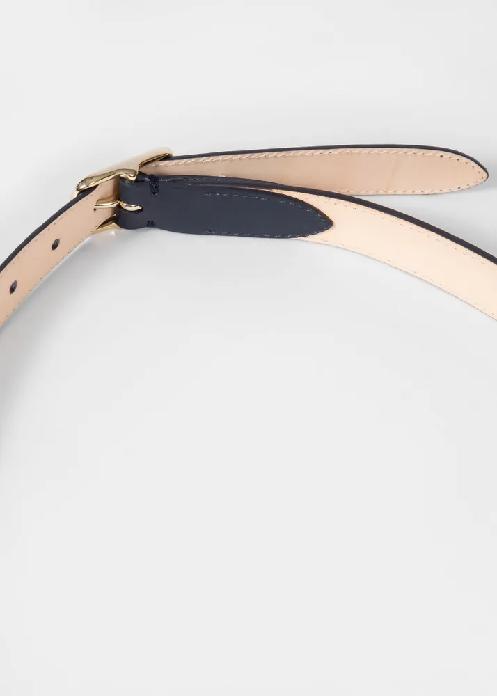 Paul Smith Women s Navy Leather Belt With Swirl Panel King s Cross