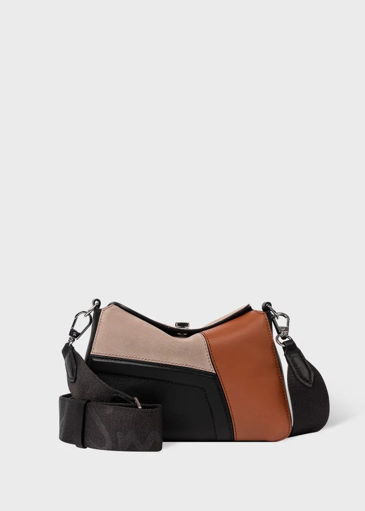 Leather patchwork shoulder sale bag