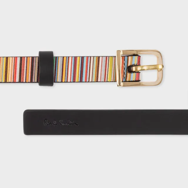 Paul Smith Women s Tan Woven Leather Signature Stripe Belt