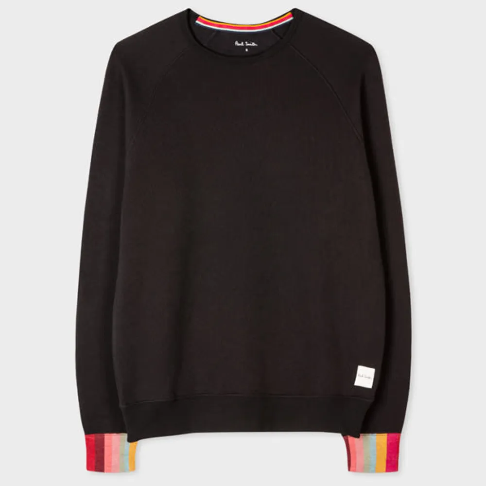 Paul Smith Women s Black Sweatshirt With Swirl Stripe Cuffs
