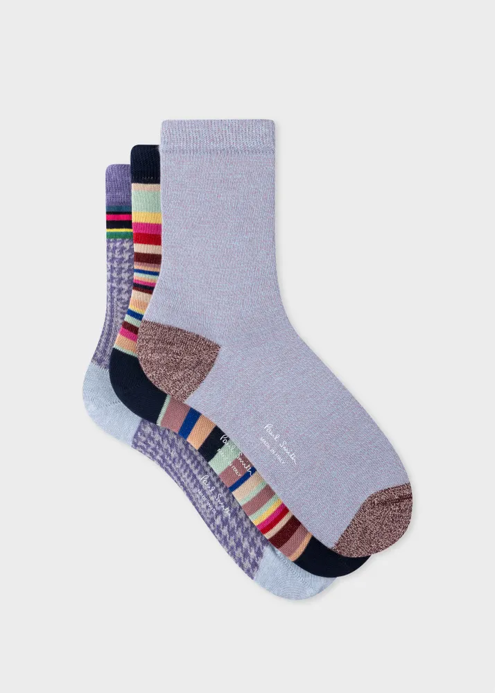 Paul Smith Women s Lilac Mix Socks Three Pack King s Cross