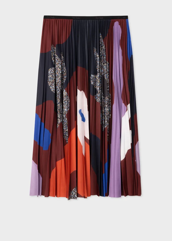 Oasis red pleated skirt hotsell