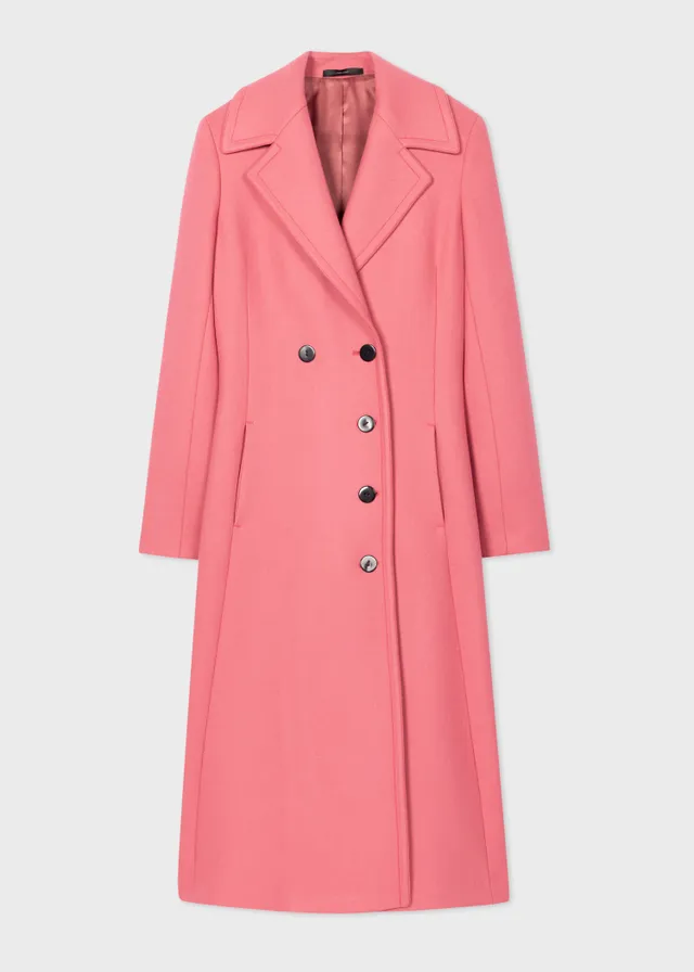 Paul Smith Women s Pink Wool Cashmere A Line Coat King s Cross