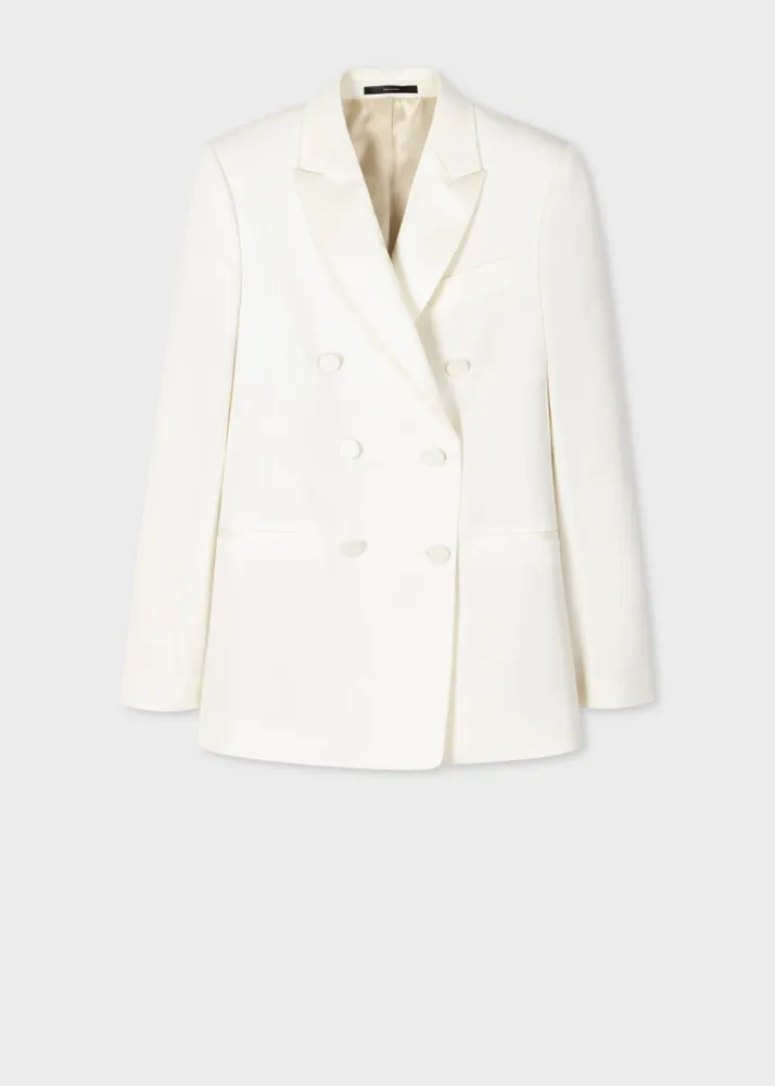 Paul Smith Women s Ivory Stretch Wool Double Breasted Tuxedo