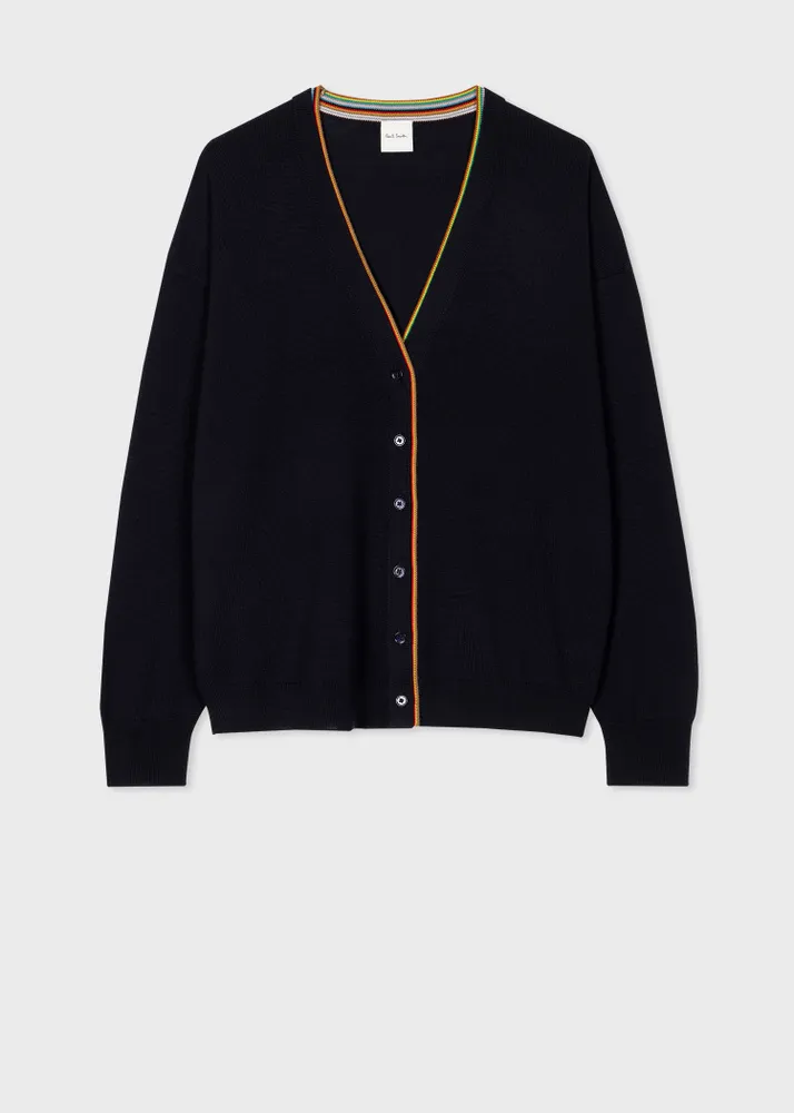Paul Smith Women s Navy Merino Wool Signature Stripe Cardigan