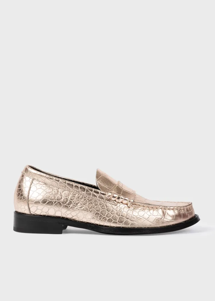 Paul Smith Women s Gold Leather Mock Croc Cassini Loafers