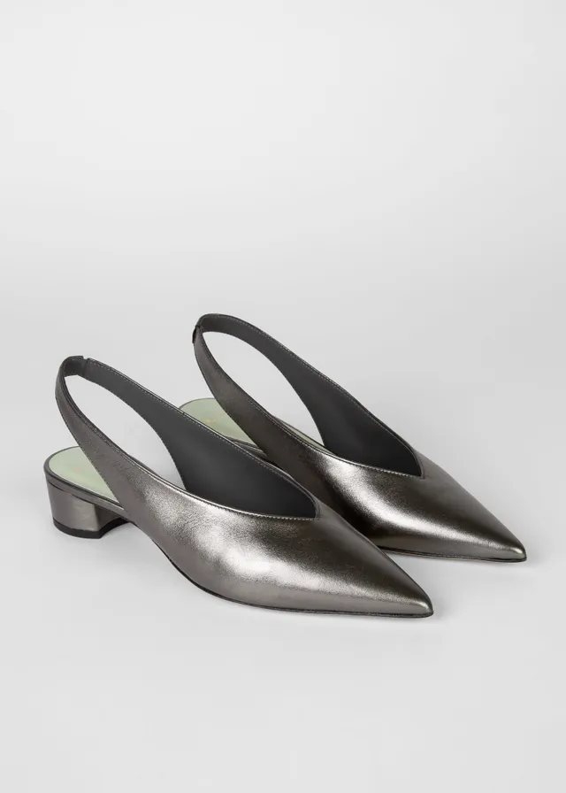 Metallic outlet slingback shoes