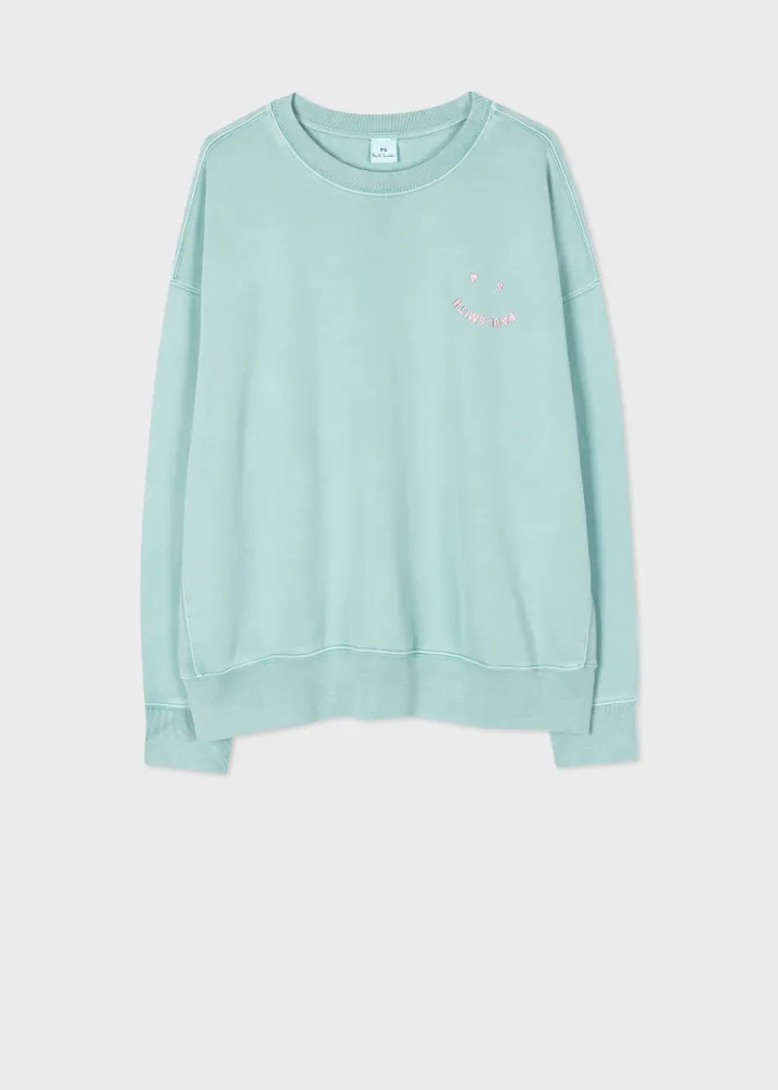 PS Paul Smith Women s Relaxed Fit Pale Blue Happy Sweatshirt