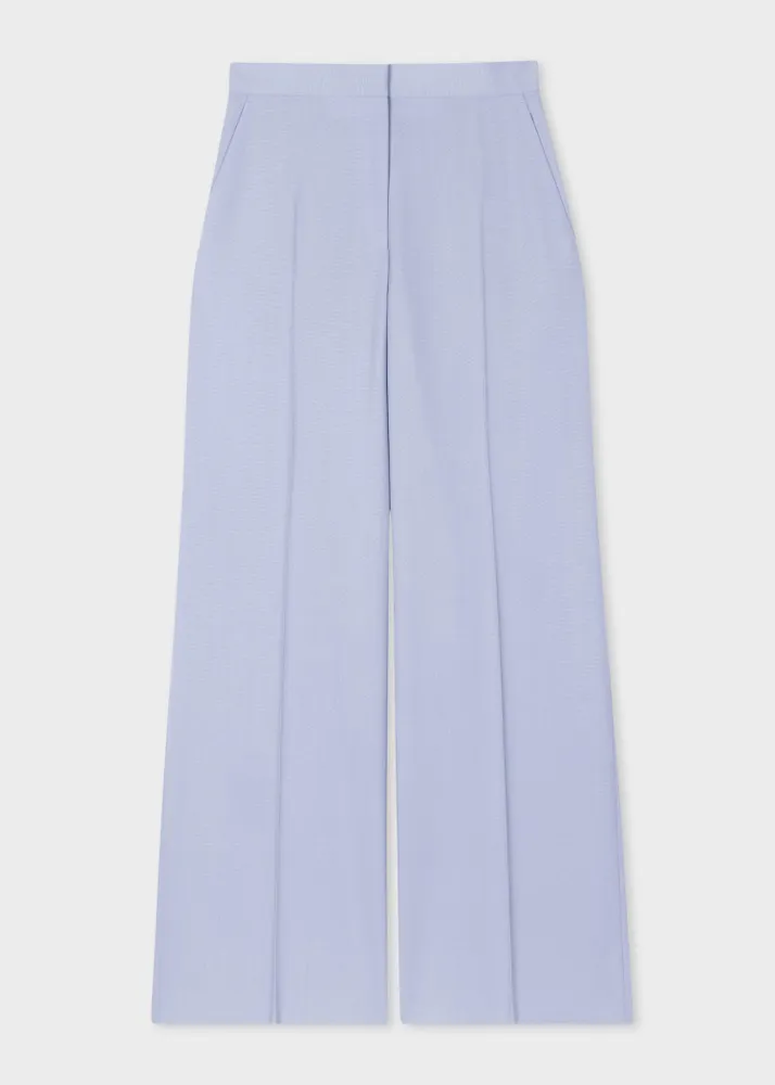 PS Paul Smith Women s Pale Blue Wool Wide Leg Trousers King s Cross