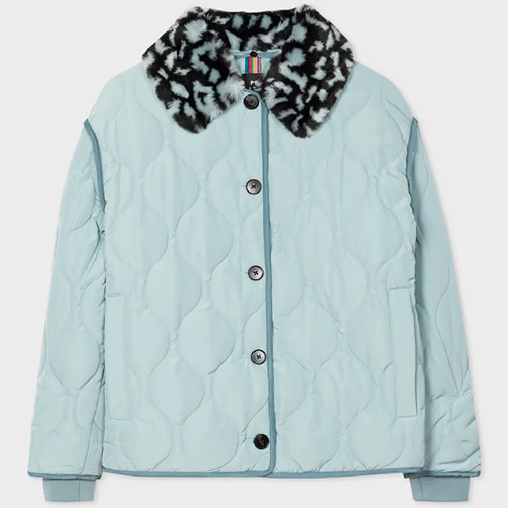 Pale blue quilted jacket hot sale