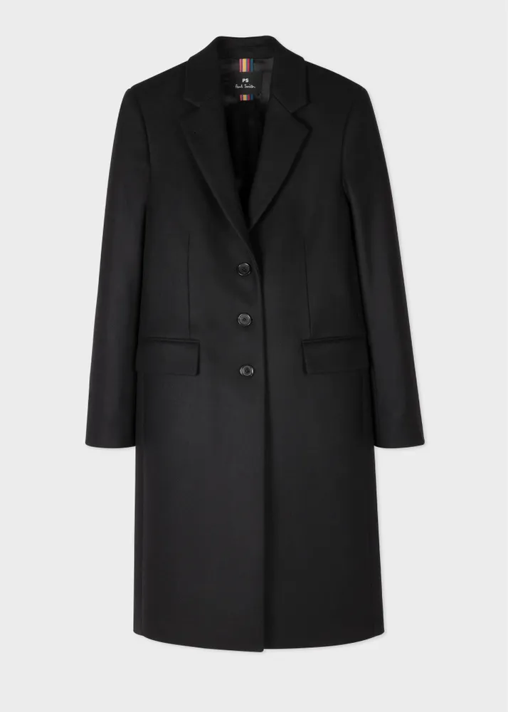 PS Paul Smith Women s Black Cashmere Blend Epsom Coat King s Cross