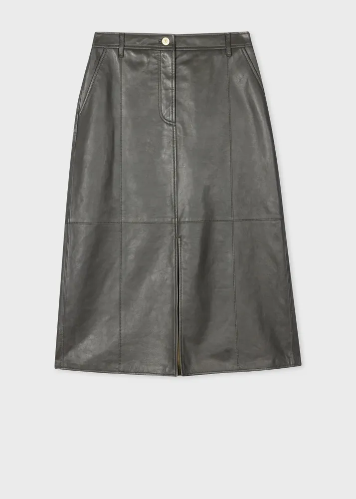 Green leather skirt oasis online