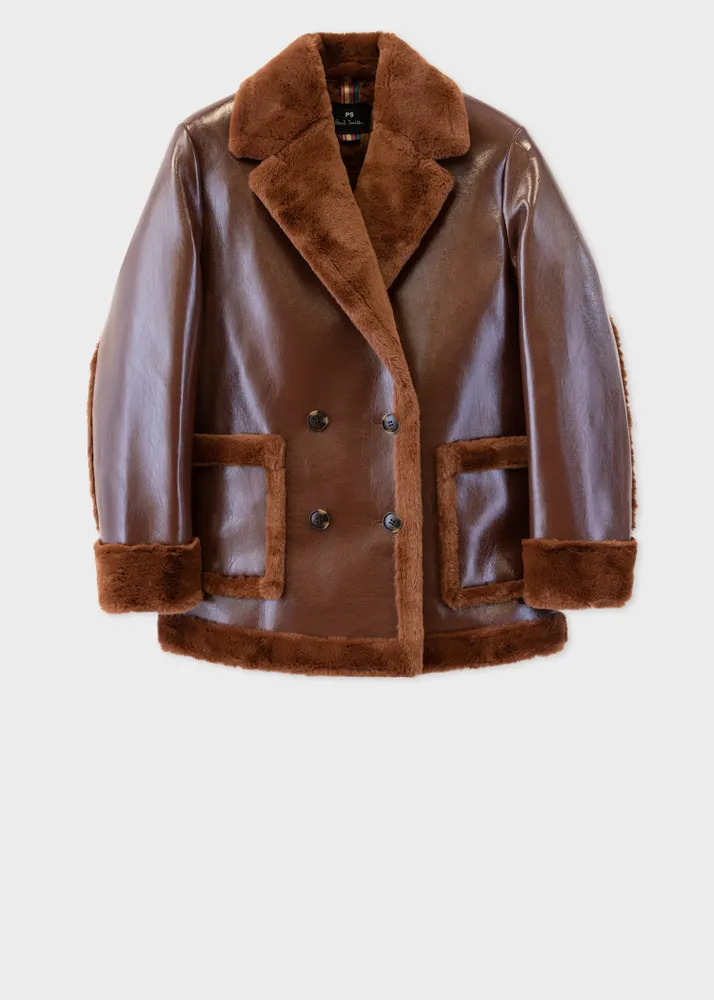 Leather discount peacoat women's
