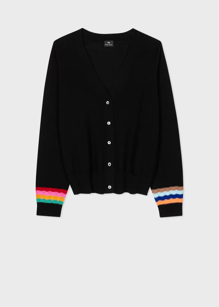 PS Paul Smith Women s Black Wool Swirl Cuff Cardigan King s Cross