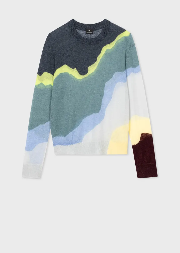 Striped logo intarsia deals mohair wool blend sweater