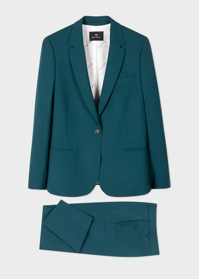 PS Paul Smith Women s Teal Wool Hopsack Slim Fit Suit King s Cross