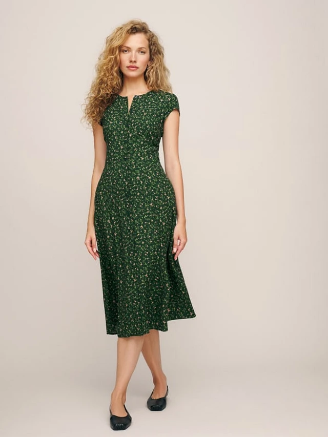Fauna front button midi dress reformation clearance
