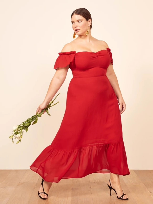Reformation cherry red butterfly dress shop