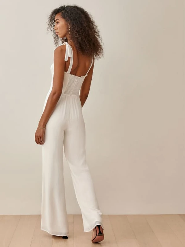 Reformation white jumpsuit shop