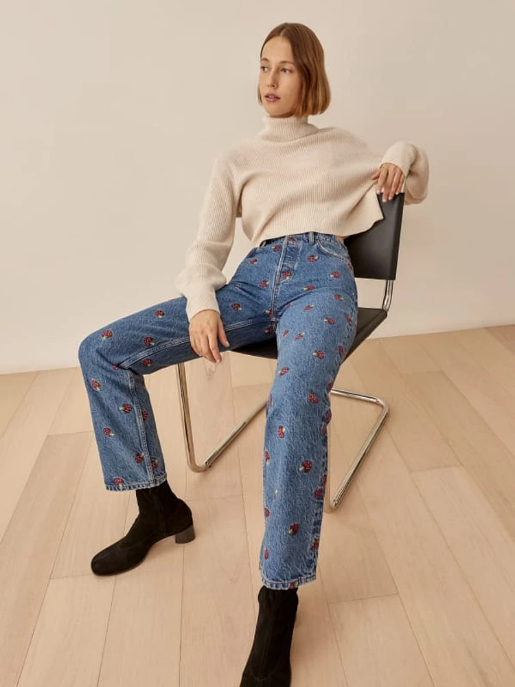 Reformation embroidered jeans store