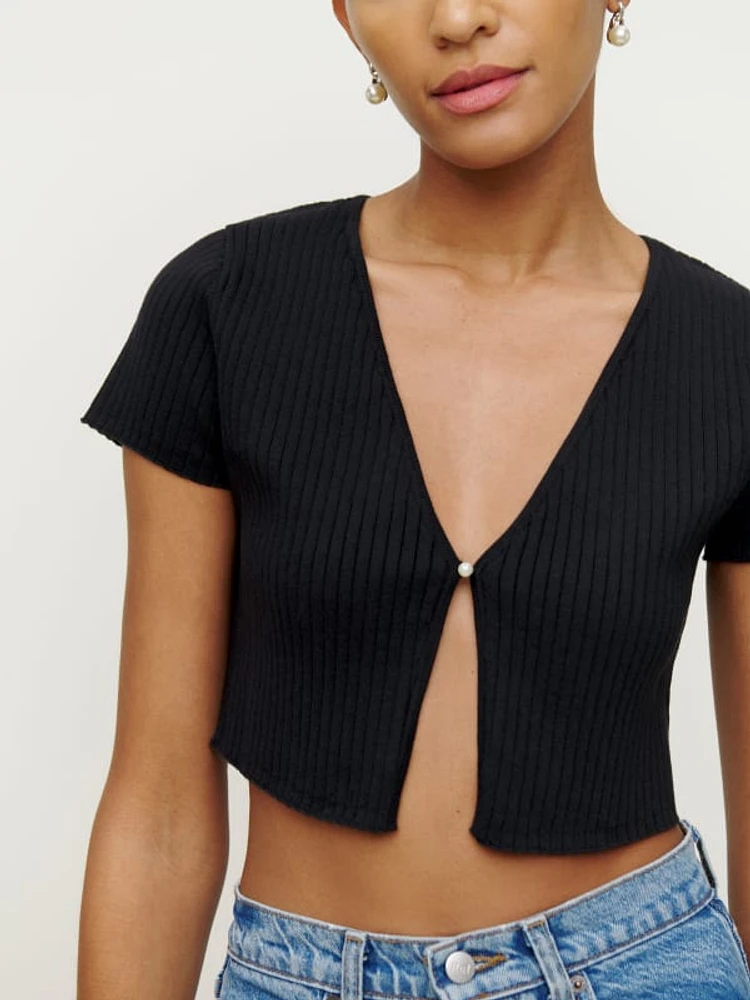 Cropped sleeve cardigan shop