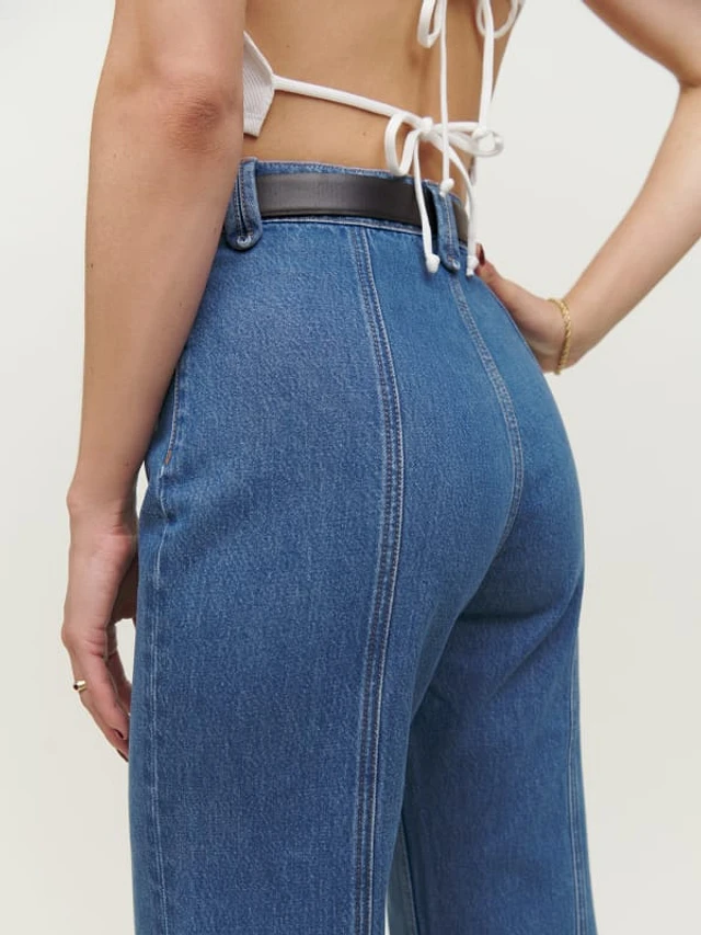 Reformation seamed jean top