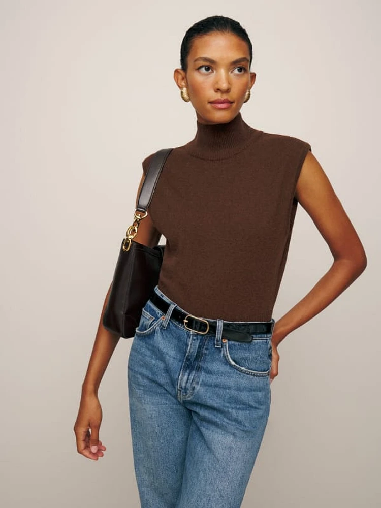 Cashmere sleeveless turtleneck sweater deals
