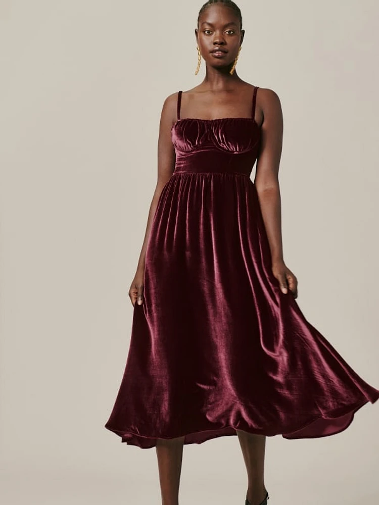 Reformation red velvet dress new arrivals