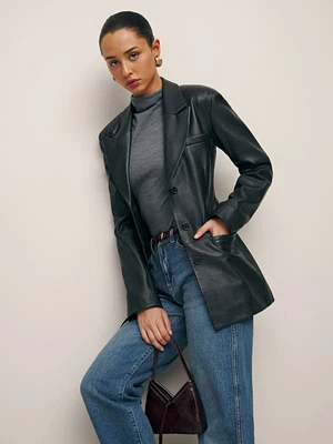Veda black leather jacket sale
