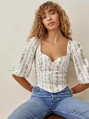Reformation Pimento Linen Top | Bethesda Row