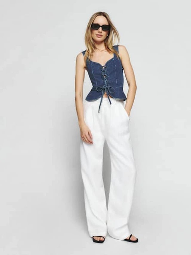 Reformation Fina Denim Top | Bethesda Row