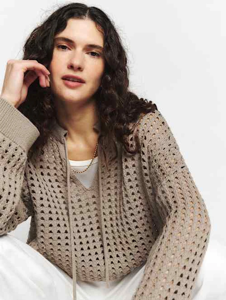 Reformation Jayden Cotton Open Knit Sweater | Bethesda Row