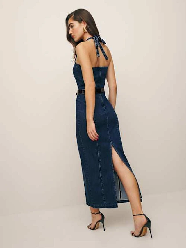 Reformation Evita Denim Midi Dress | Bethesda Row