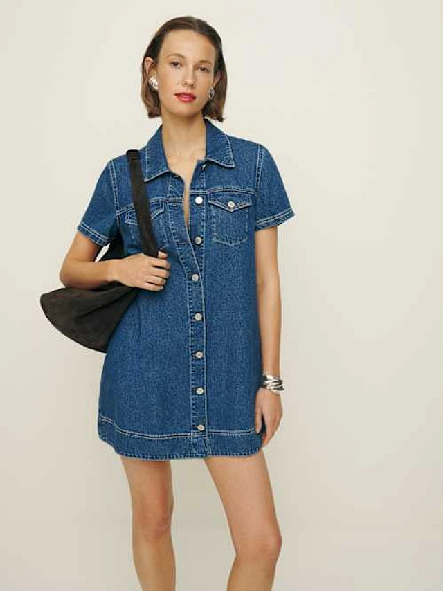 Roem[ロエム] Denim Short Sleeve Mini Dress Denim Short-sleeve Dress With Pockets – Rock'Em