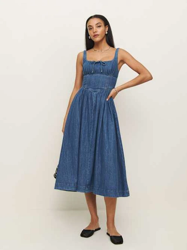Reformation Ellison Denim Midi Dress | Bethesda Row