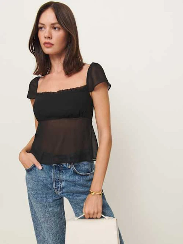 Reformation ナタリアドレス Reformation Aspen Linen Top | Saks Fifth Avenue